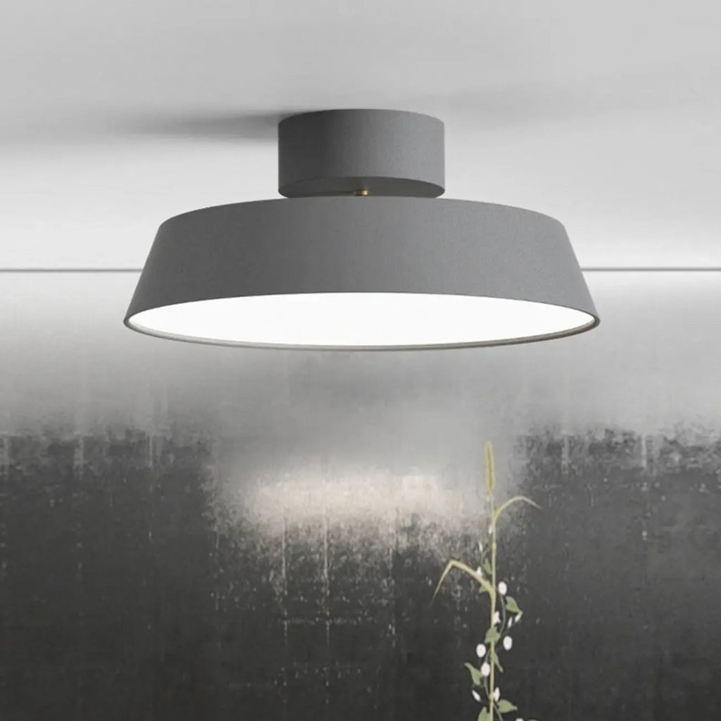Plafonnier LED semi-encastré moderne à intensité variable, en forme de tambour métallique
