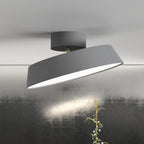 Plafonnier LED semi-encastré moderne à intensité variable, en forme de tambour métallique