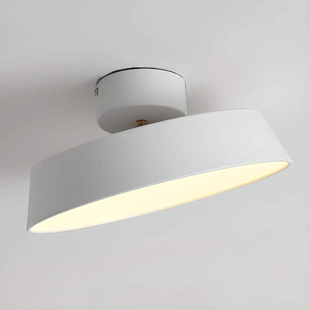 Plafonnier LED semi-encastré moderne à intensité variable, en forme de tambour métallique