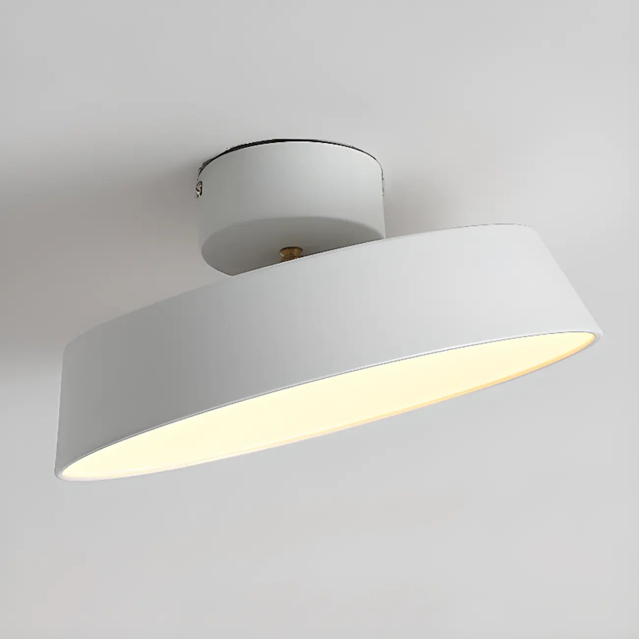 Plafonnier LED semi-encastré moderne à intensité variable, en forme de tambour métallique