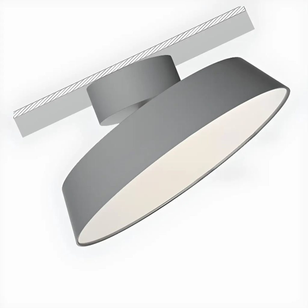 Plafonnier LED semi-encastré moderne à intensité variable, en forme de tambour métallique