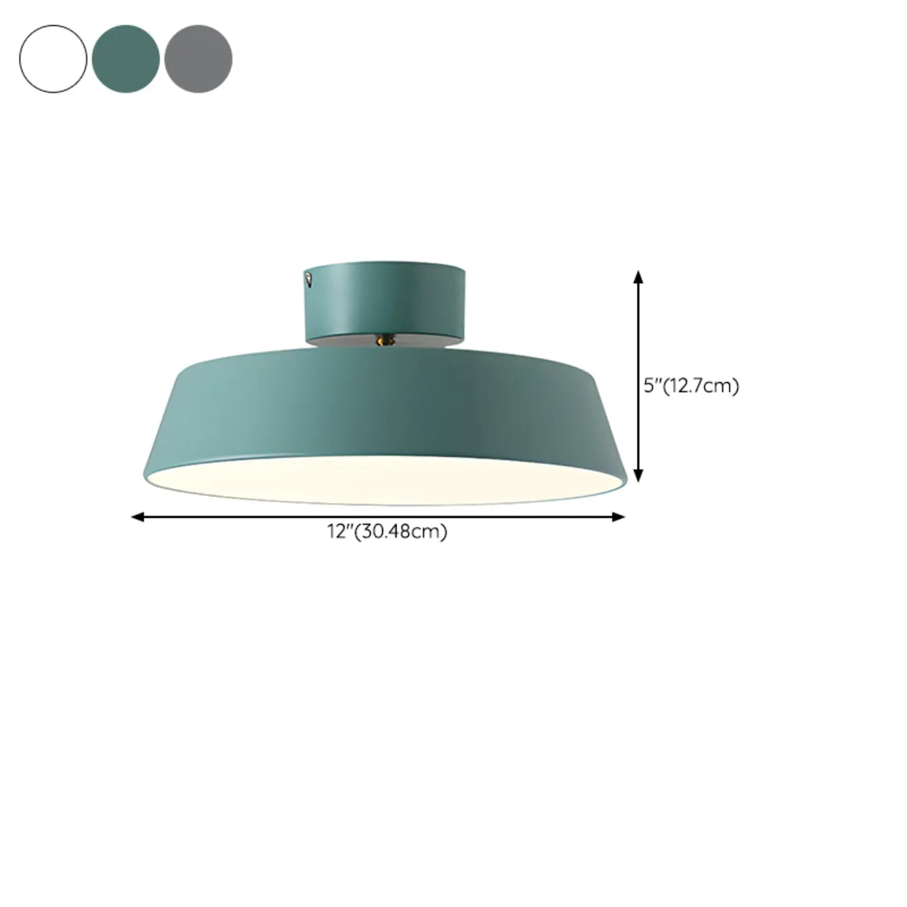 Plafonnier LED semi-encastré moderne à intensité variable, en forme de tambour métallique