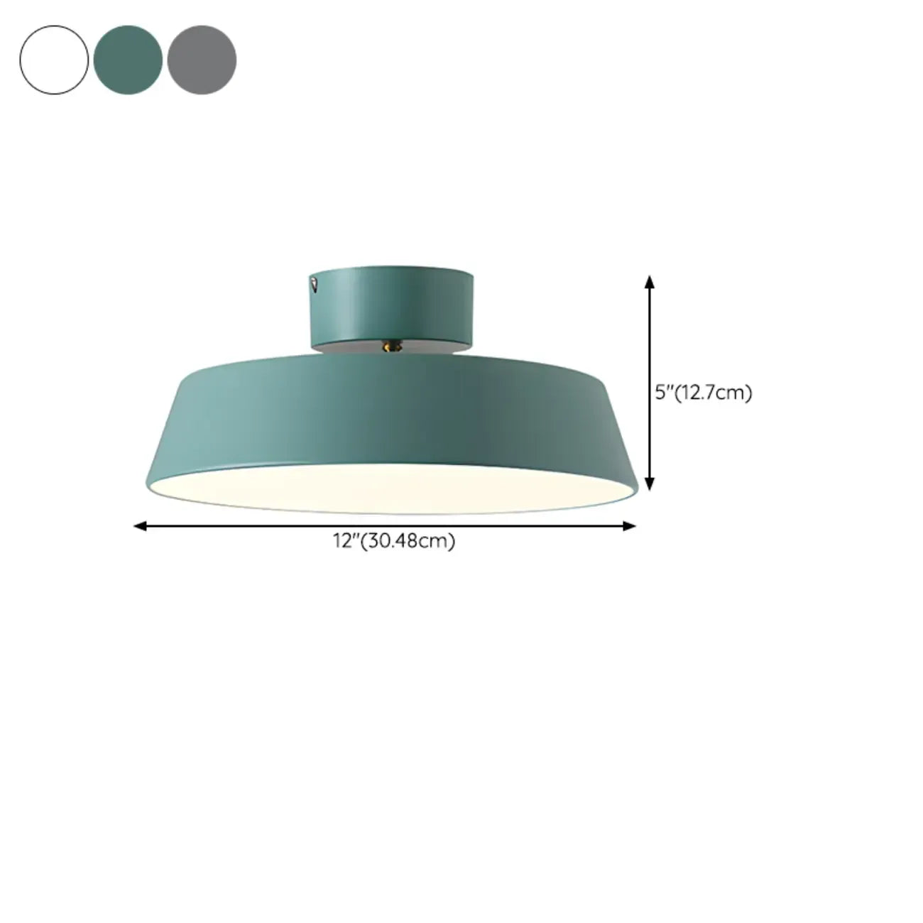 Plafonnier LED semi-encastré moderne à intensité variable, en forme de tambour métallique