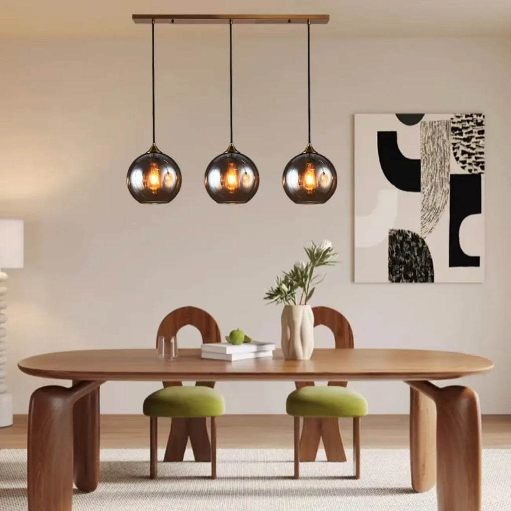 Suspension moderne en verre globe réglable pour îlot de cuisine