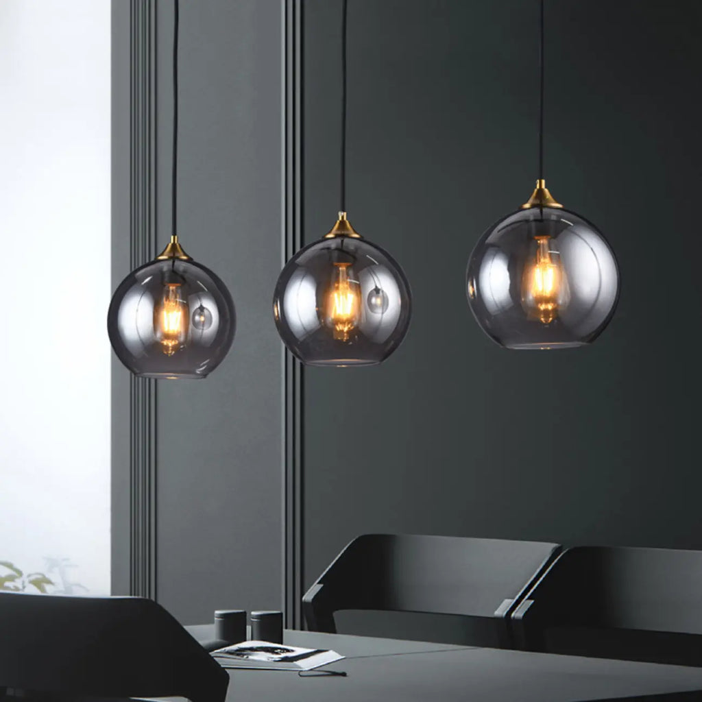 Suspension moderne en verre globe réglable pour îlot de cuisine