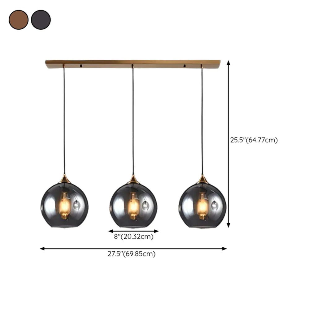 Suspension moderne en verre globe réglable pour îlot de cuisine