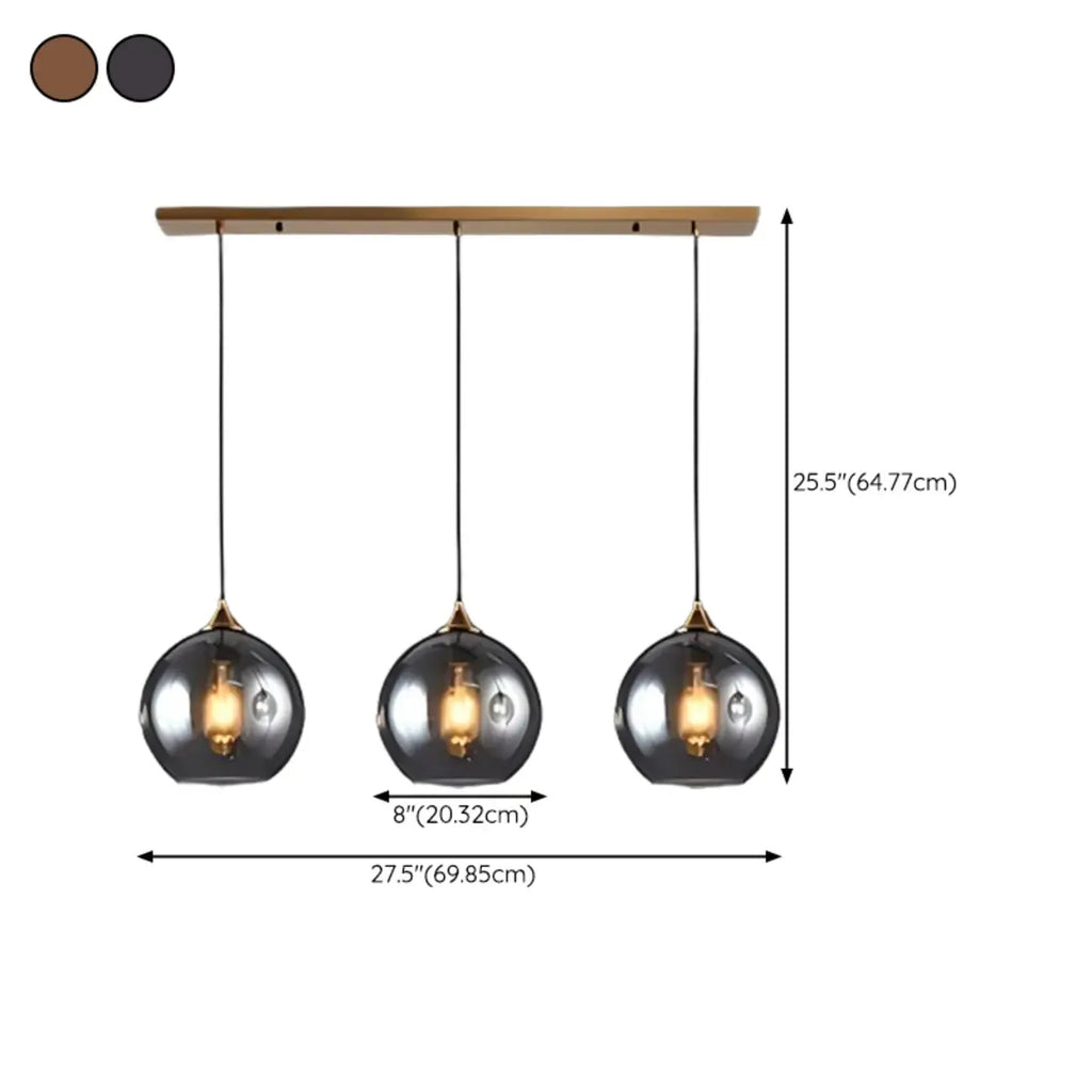 Suspension moderne en verre globe réglable pour îlot de cuisine