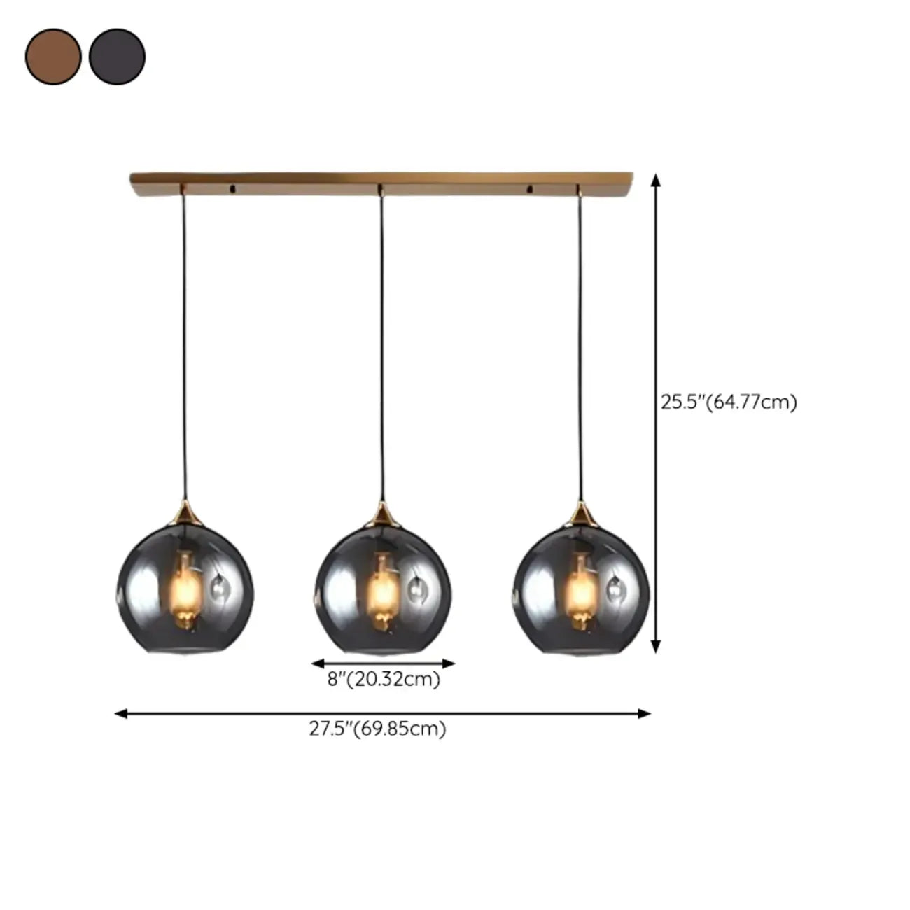 Suspension moderne en verre globe réglable pour îlot de cuisine