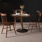 Table de salle à manger ronde en bois brun glamour