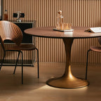 Table de salle à manger ronde en bois brun glamour