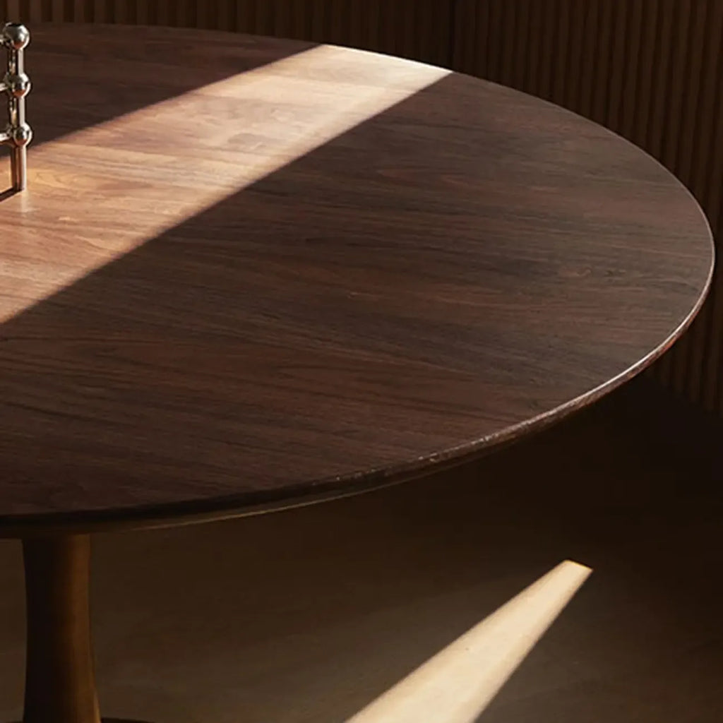Table de salle à manger ronde en bois brun glamour