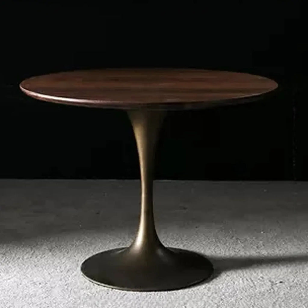 Table de salle à manger ronde en bois brun glamour