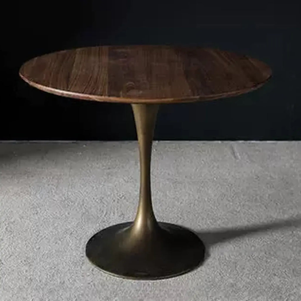 Table de salle à manger ronde en bois brun glamour