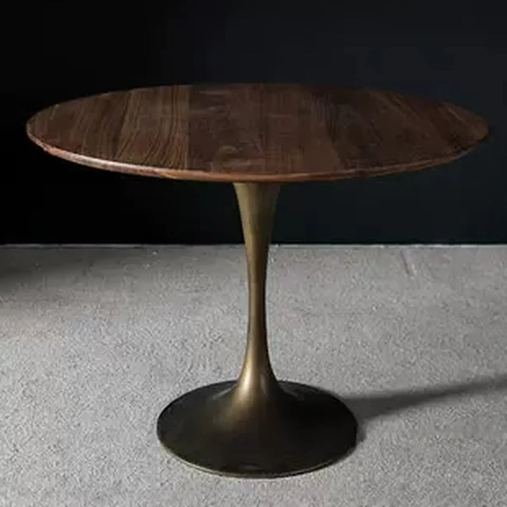 Table de salle à manger ronde en bois brun glamour