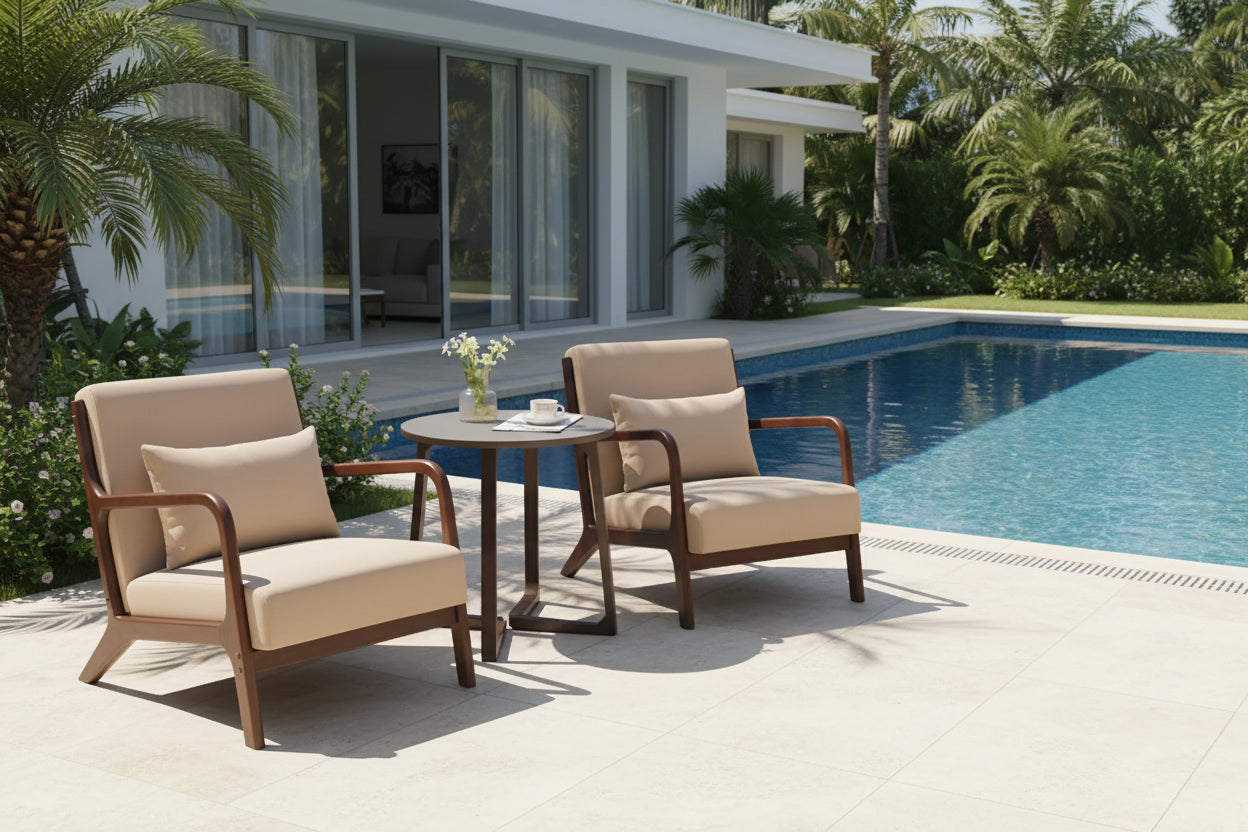 Fauteuil d'appoint ottoman beige en coton et lin