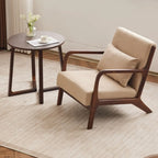 Fauteuil d'appoint ottoman beige en coton et lin