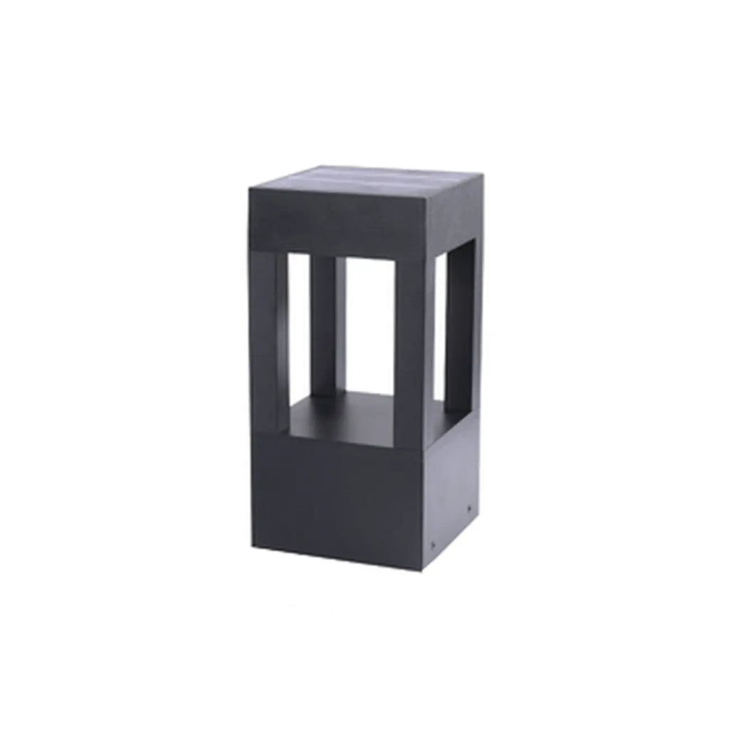 Lampe de poteau de terrasse avec cadre rectangulaire en métal noir