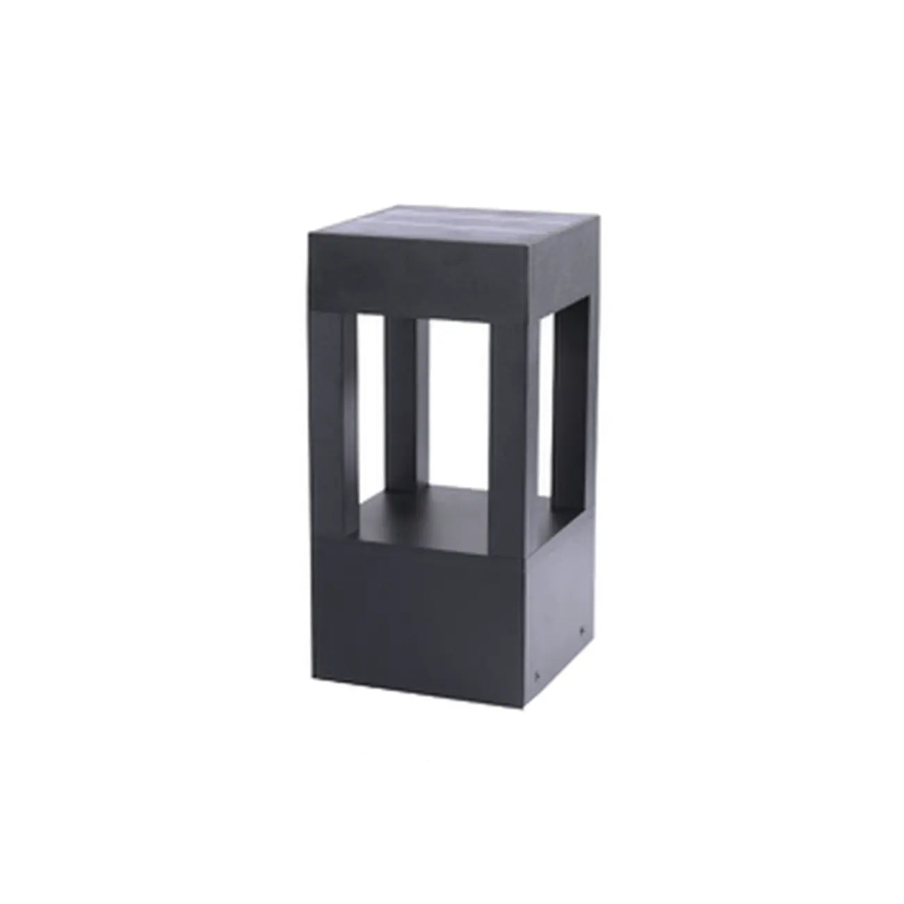 Lampe de poteau de terrasse avec cadre rectangulaire en métal noir