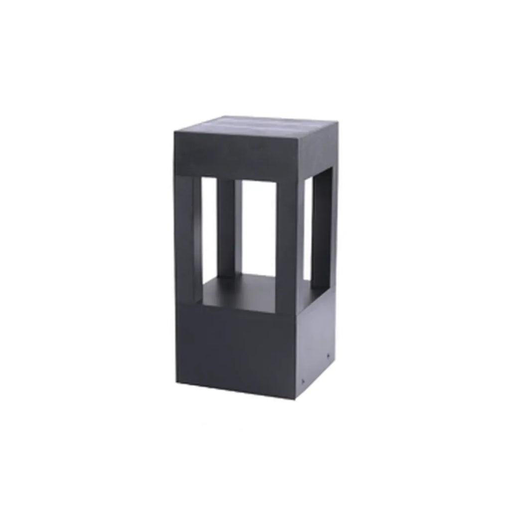 Lampe de poteau de terrasse avec cadre rectangulaire en métal noir