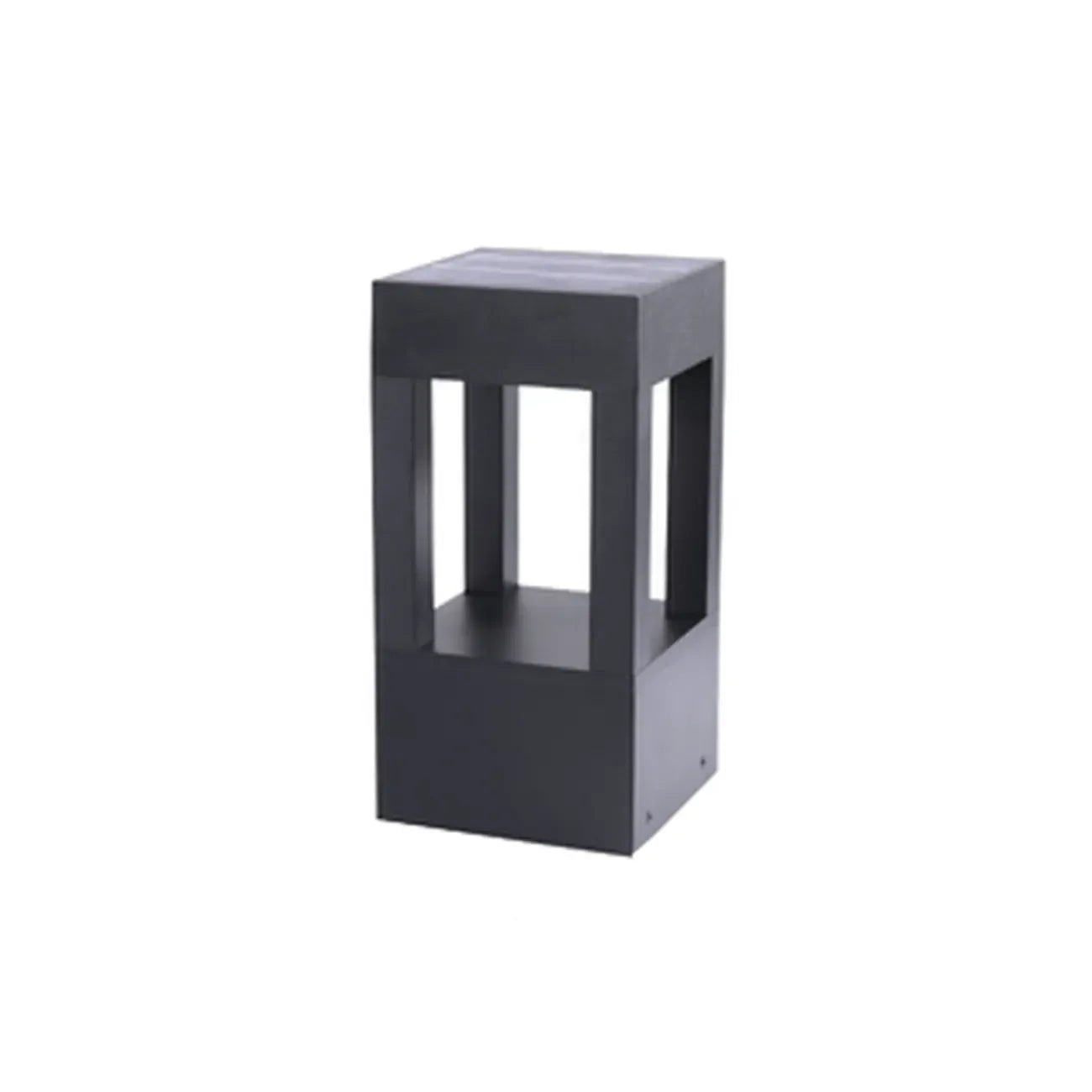 Lampe de poteau de terrasse avec cadre rectangulaire en métal noir
