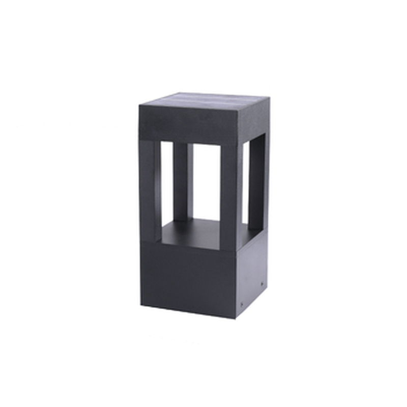 Lampe de poteau de terrasse avec cadre rectangulaire en métal noir