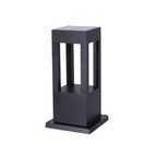 Lampe de poteau de terrasse avec cadre rectangulaire en métal noir