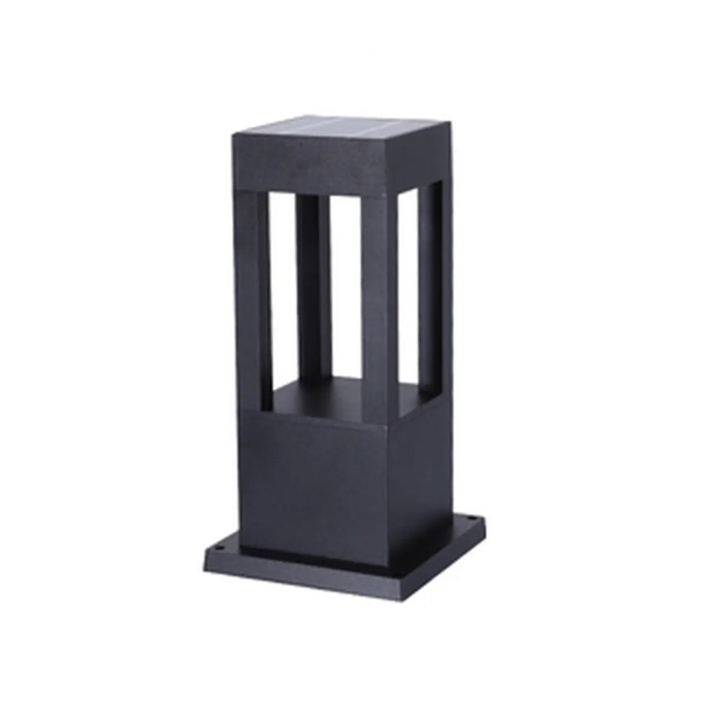 Lampe de poteau de terrasse avec cadre rectangulaire en métal noir