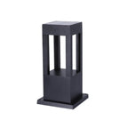 Lampe de poteau de terrasse avec cadre rectangulaire en métal noir
