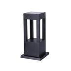 Lampe de poteau de terrasse avec cadre rectangulaire en métal noir