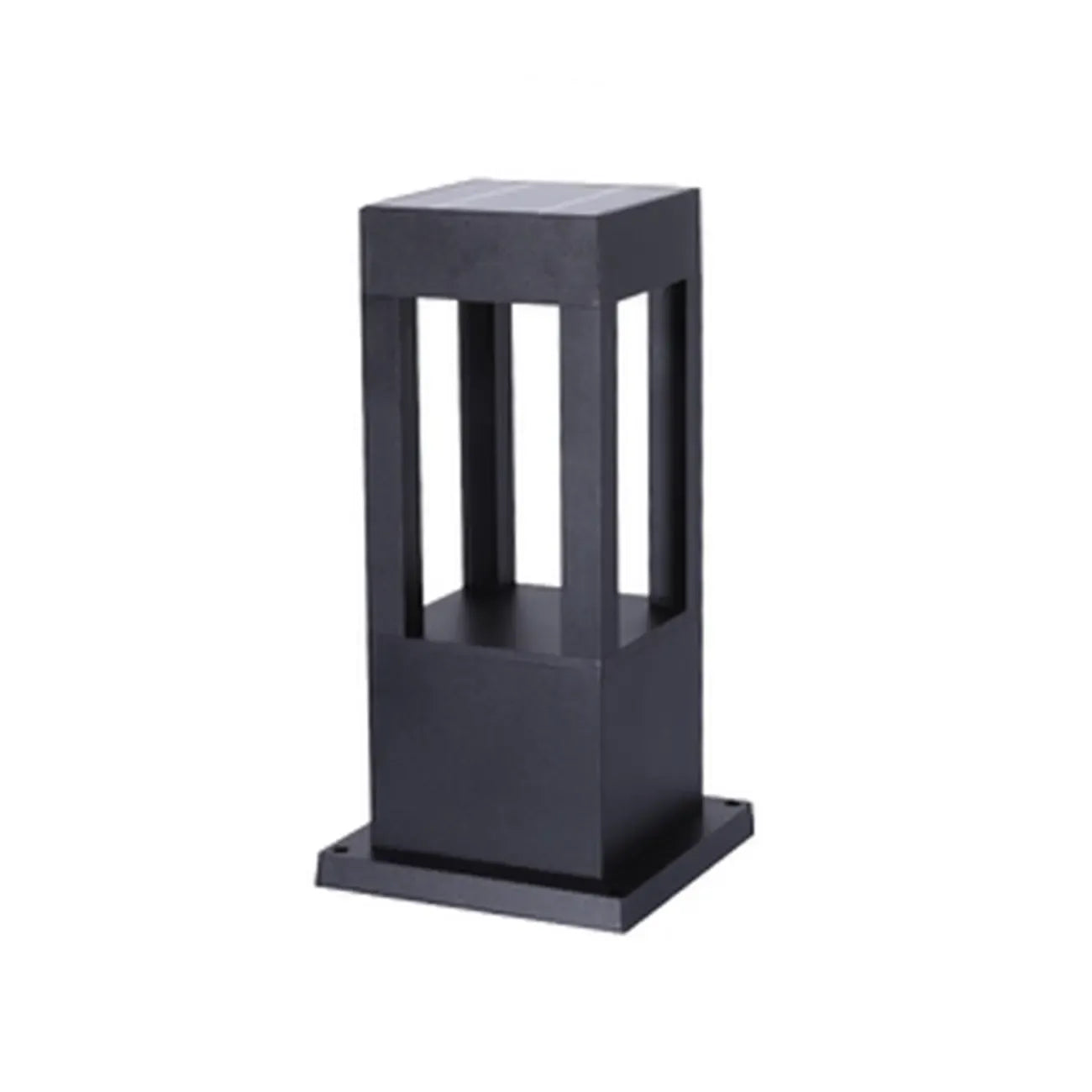 Lampe de poteau de terrasse avec cadre rectangulaire en métal noir