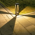 Lampe de poteau de terrasse avec cadre rectangulaire en métal noir