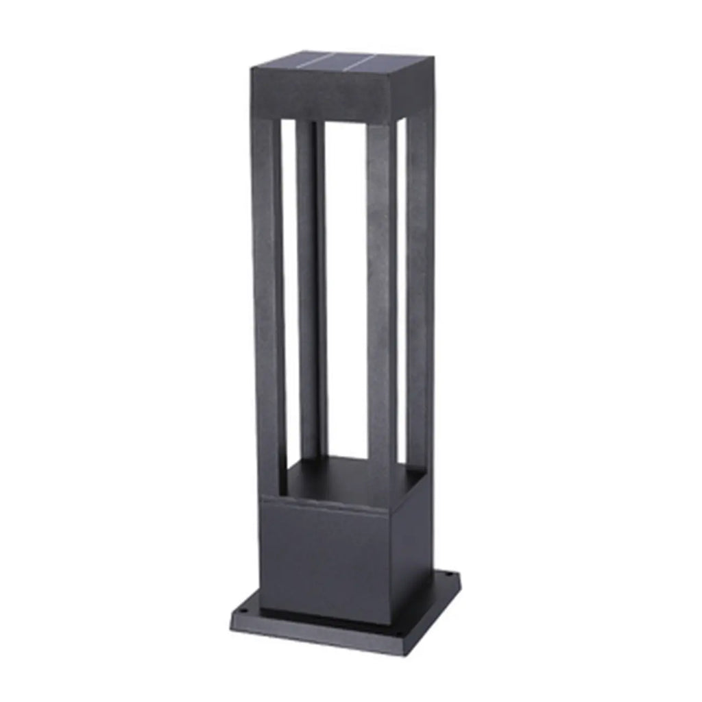 Lampe de poteau de terrasse avec cadre rectangulaire en métal noir