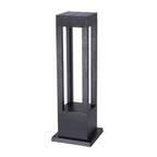 Lampe de poteau de terrasse avec cadre rectangulaire en métal noir