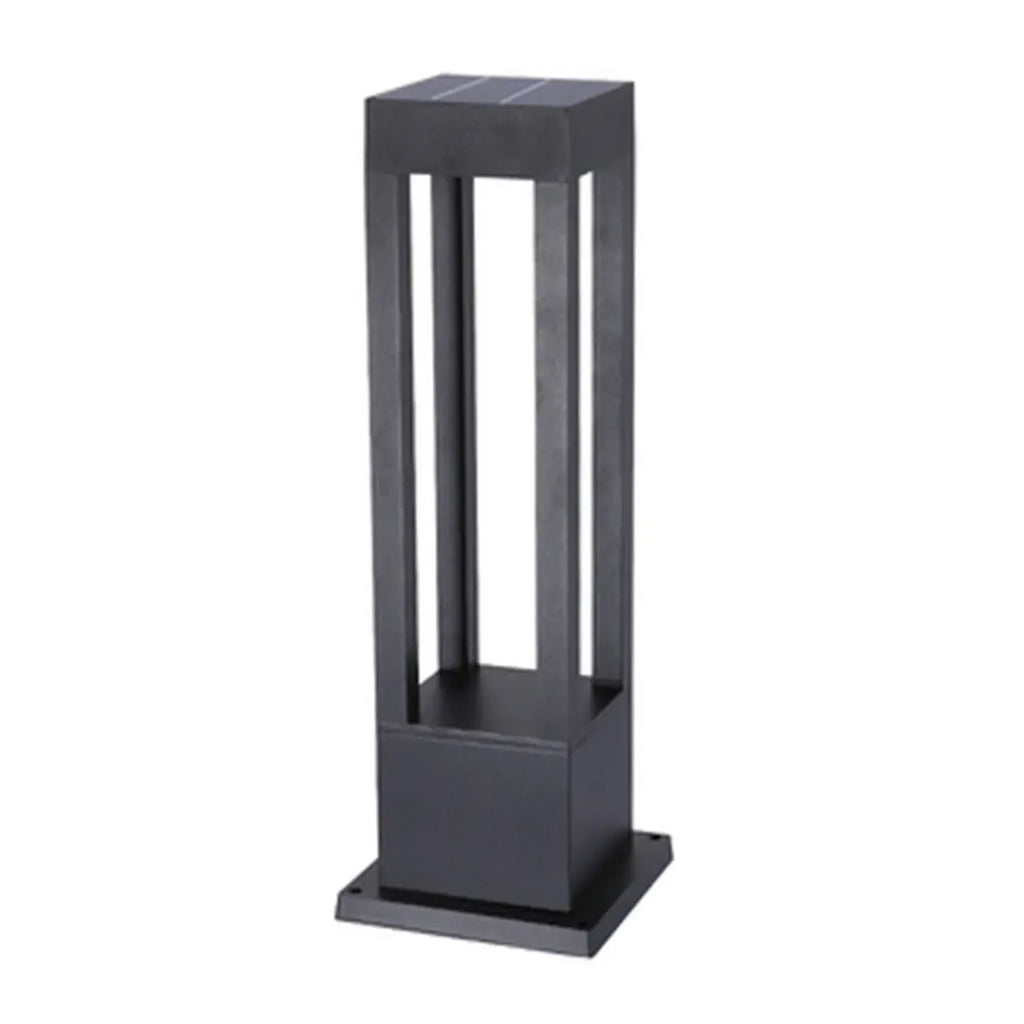 Lampe de poteau de terrasse avec cadre rectangulaire en métal noir