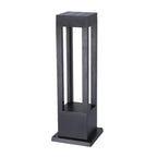 Lampe de poteau de terrasse avec cadre rectangulaire en métal noir