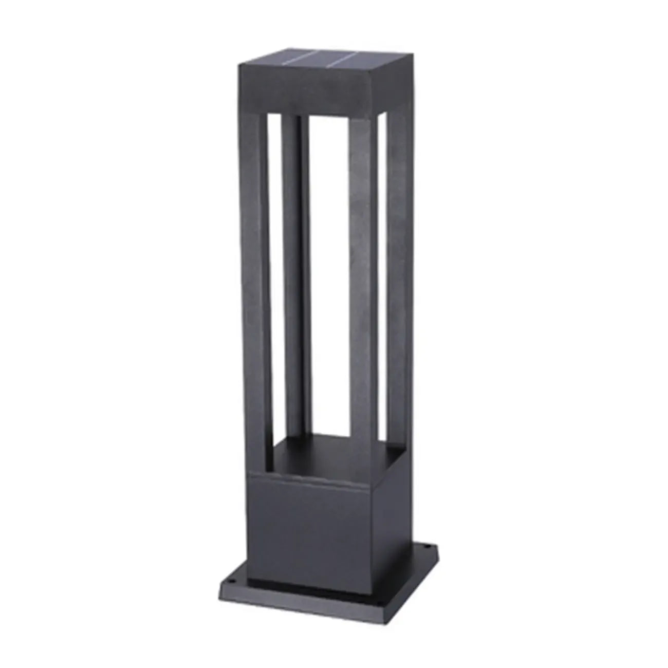 Lampe de poteau de terrasse avec cadre rectangulaire en métal noir
