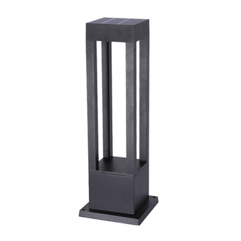 Lampe de poteau de terrasse avec cadre rectangulaire en métal noir