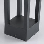 Lampe de poteau de terrasse avec cadre rectangulaire en métal noir