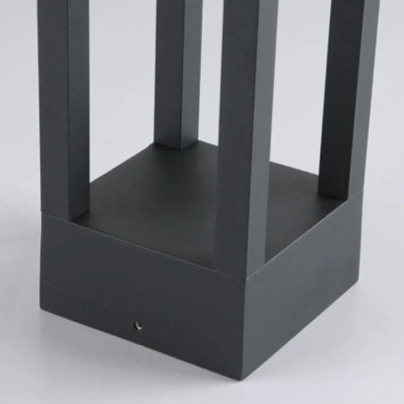 Lampe de poteau de terrasse avec cadre rectangulaire en métal noir