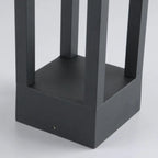 Lampe de poteau de terrasse avec cadre rectangulaire en métal noir