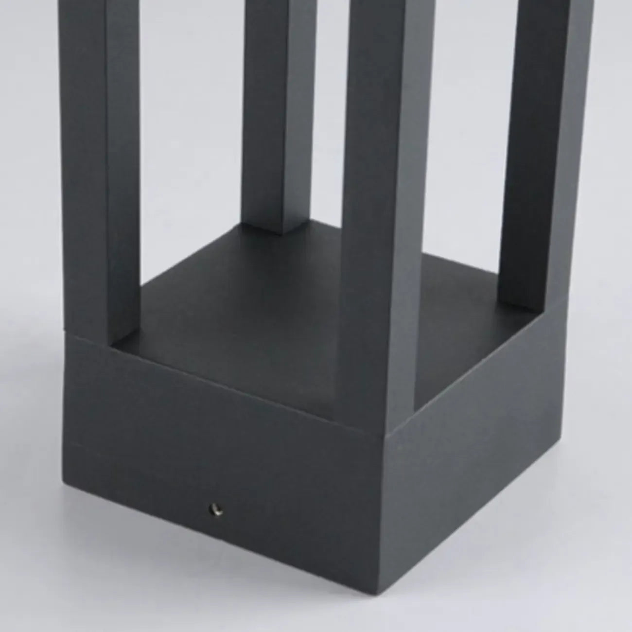 Lampe de poteau de terrasse avec cadre rectangulaire en métal noir