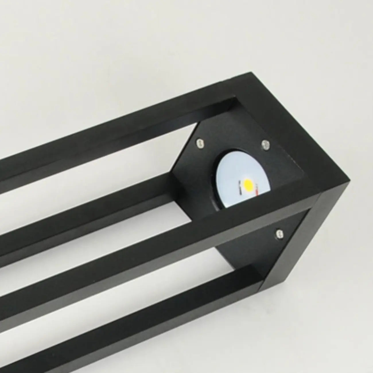 Lampe de poteau de terrasse avec cadre rectangulaire en métal noir