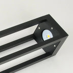 Lampe de poteau de terrasse avec cadre rectangulaire en métal noir