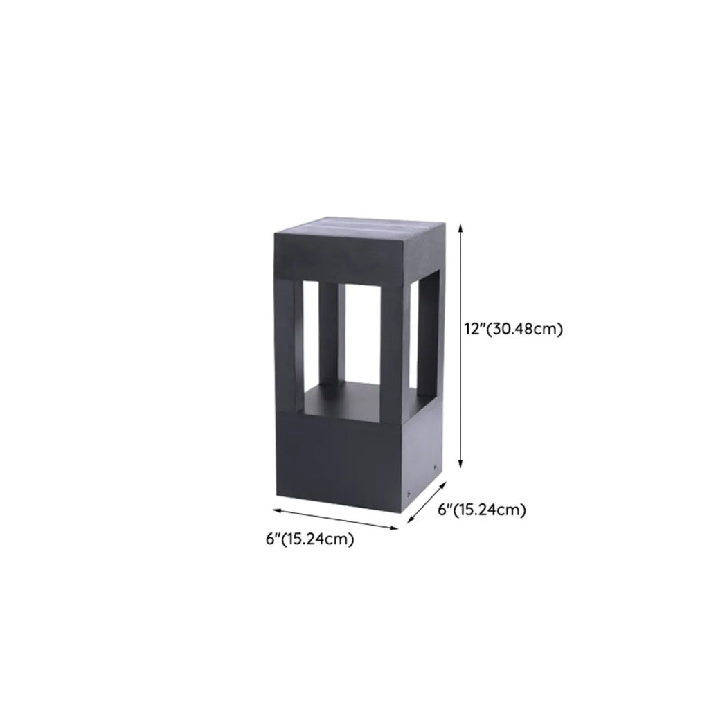 Lampe de poteau de terrasse avec cadre rectangulaire en métal noir