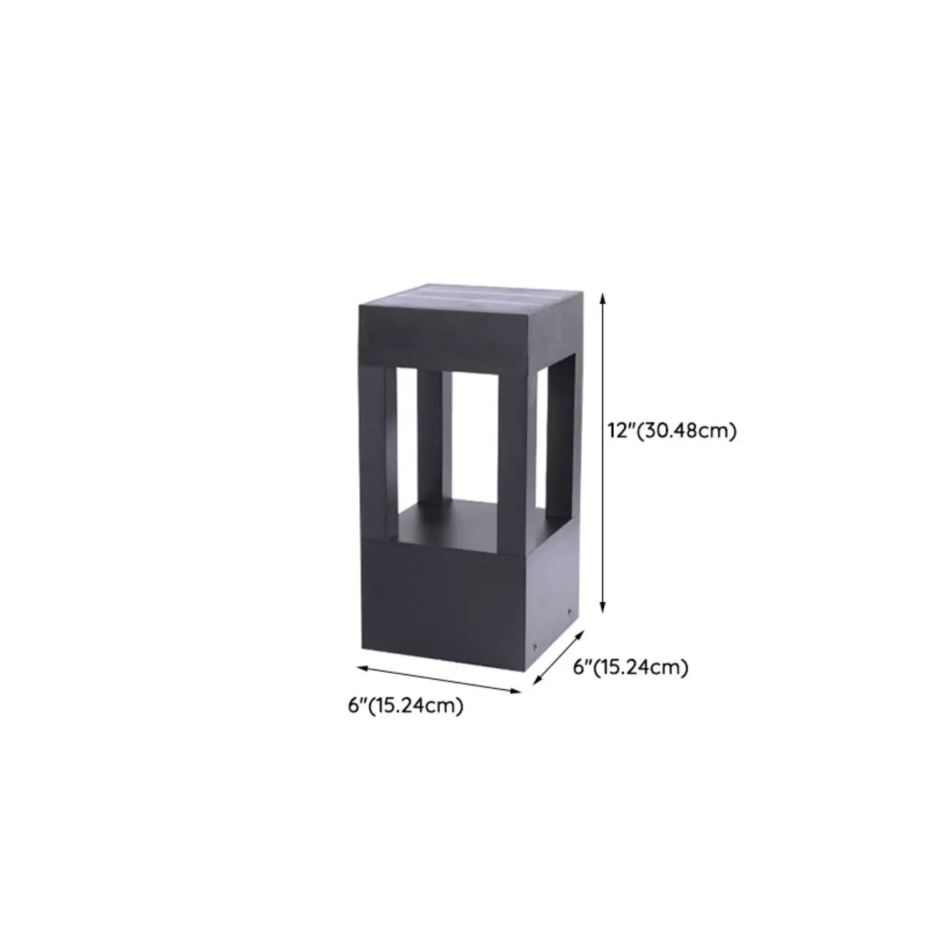 Lampe de poteau de terrasse avec cadre rectangulaire en métal noir
