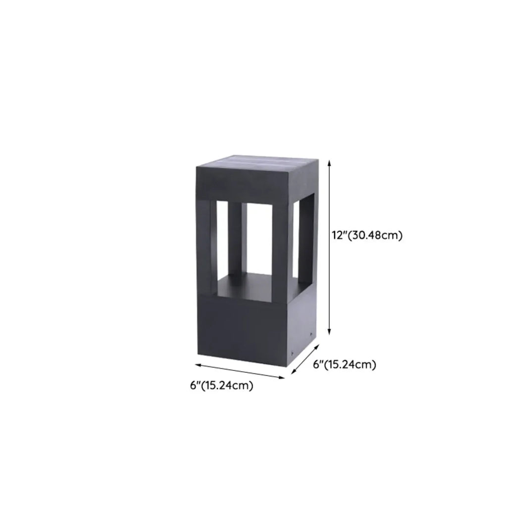 Lampe de poteau de terrasse avec cadre rectangulaire en métal noir