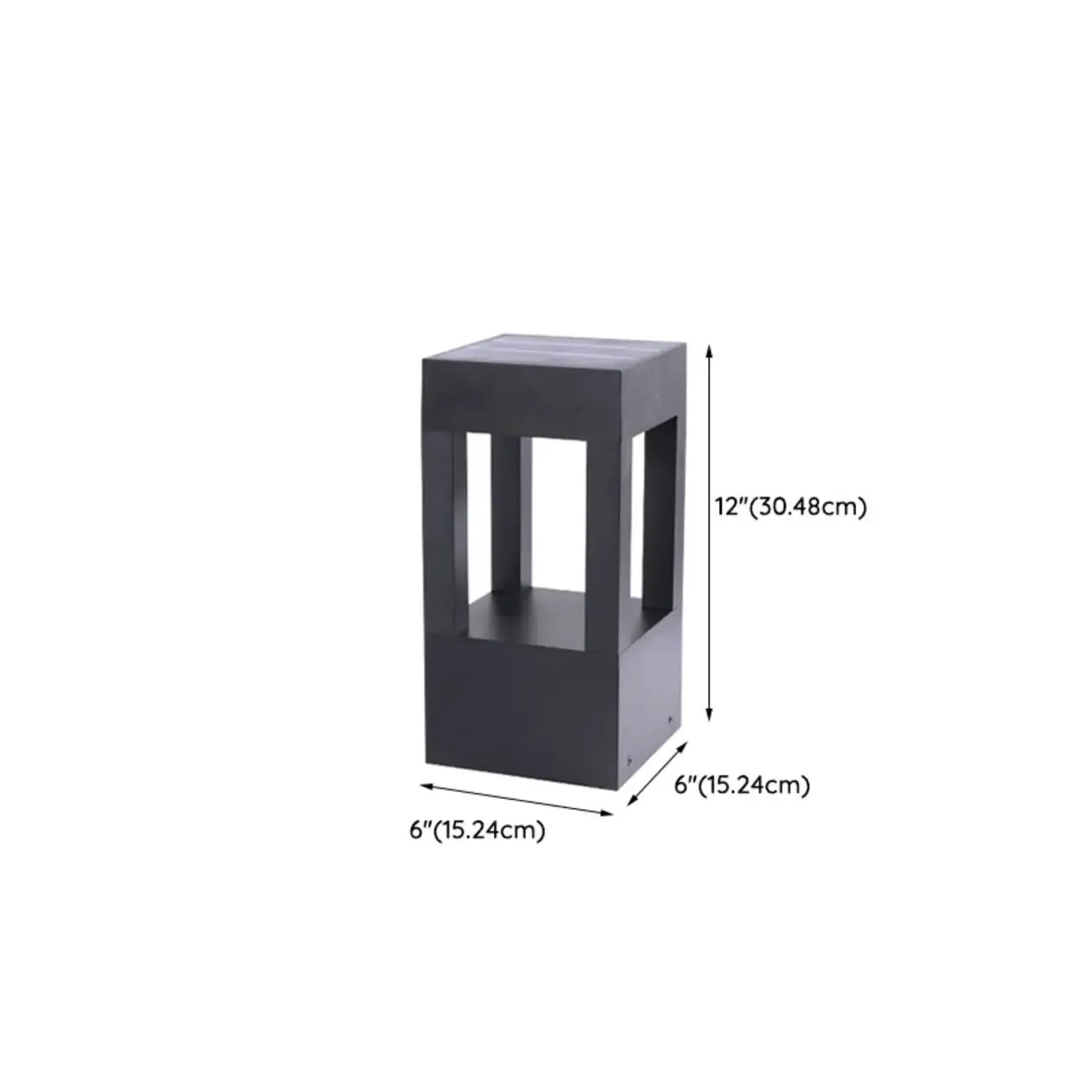 Lampe de poteau de terrasse avec cadre rectangulaire en métal noir