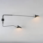 Applique murale industrielle moderne en métal à 2 lumières avec bras articulé