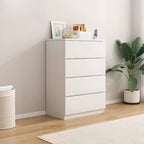 Commode de chambre minimaliste géométrique en bois manufacturé blanc