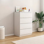 Commode de chambre minimaliste géométrique en bois manufacturé blanc